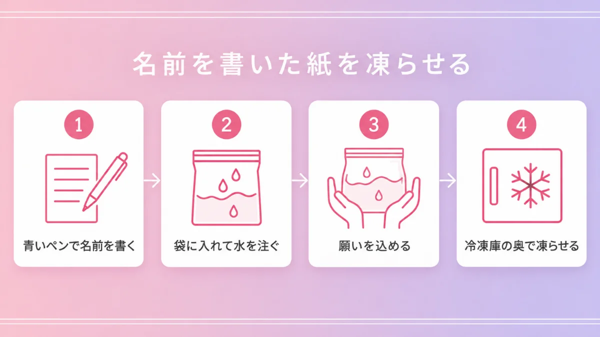 名前を書いた紙を凍らせるおまじないのやり方