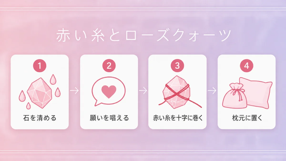 赤い糸とローズクォーツのおまじないのやり方